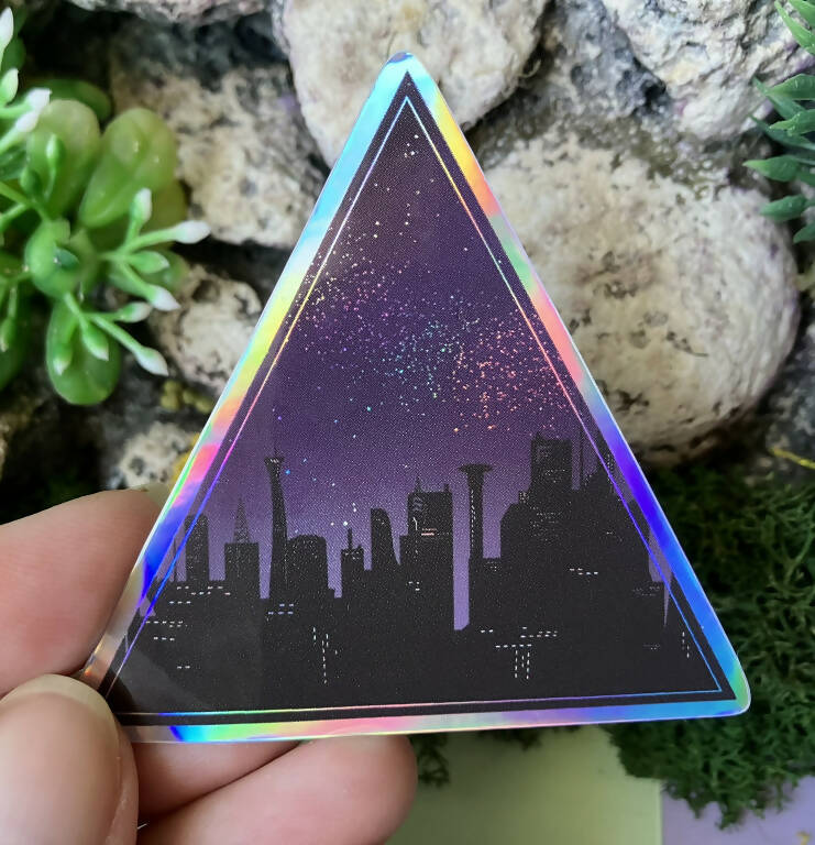Night Skyline Holographic Vinyl Sticker