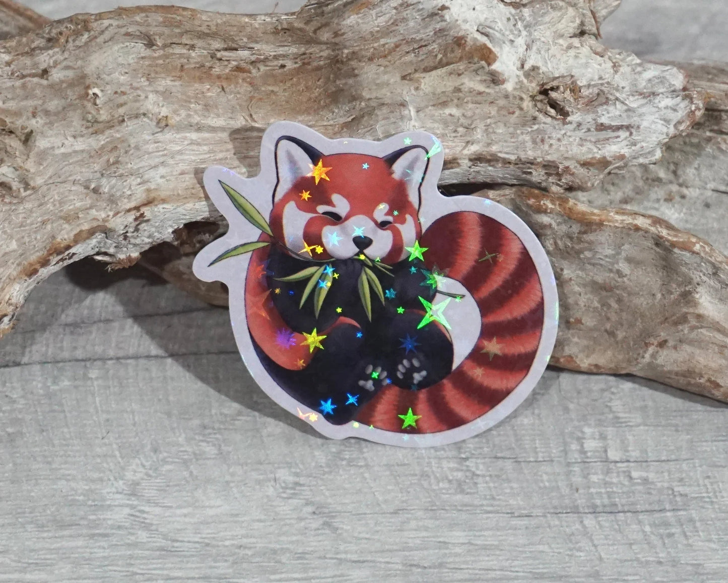 Sticker "Red Panda" with holographic effect