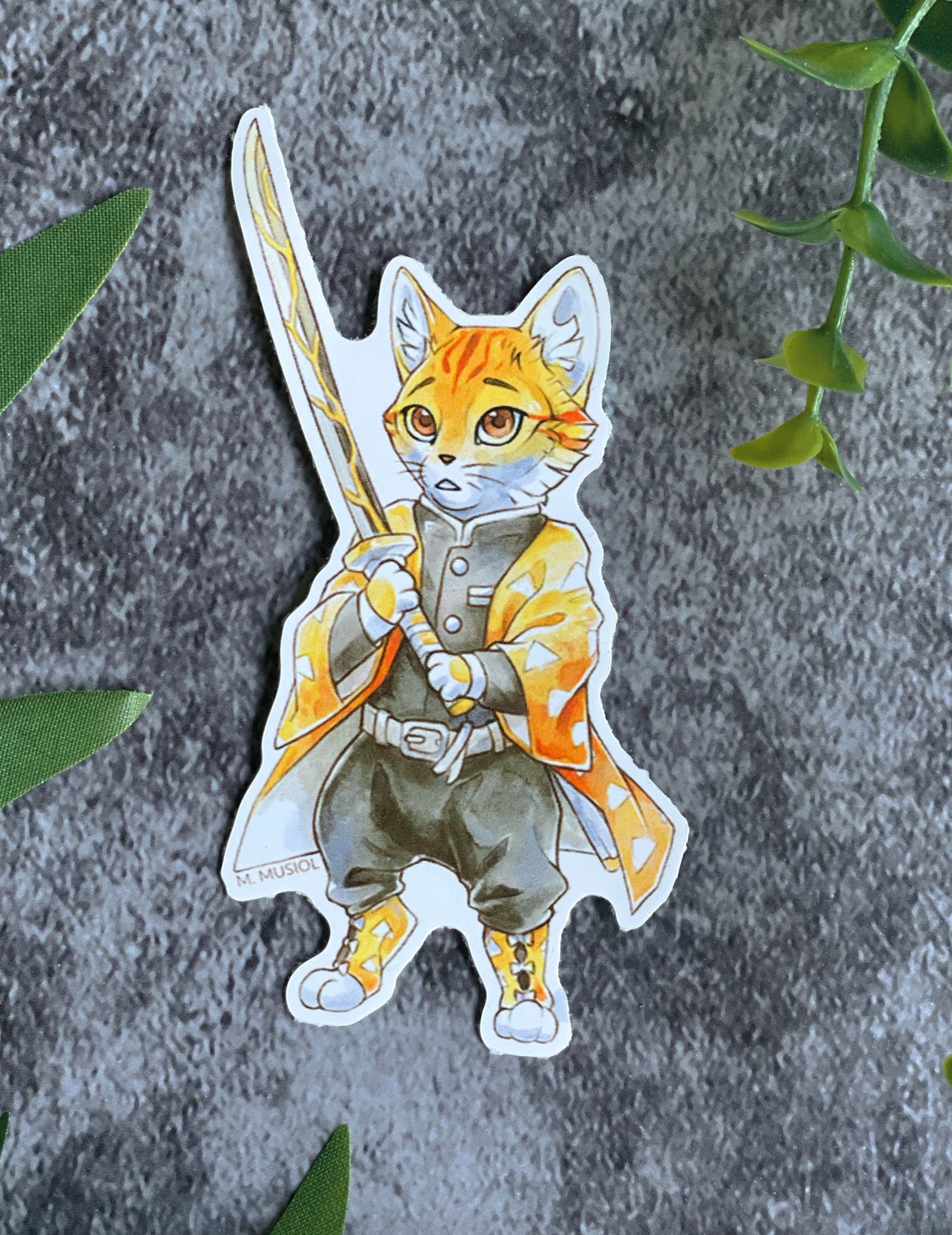 Sticker "Zenitsu Kitty" Demon Slayer inspiriert