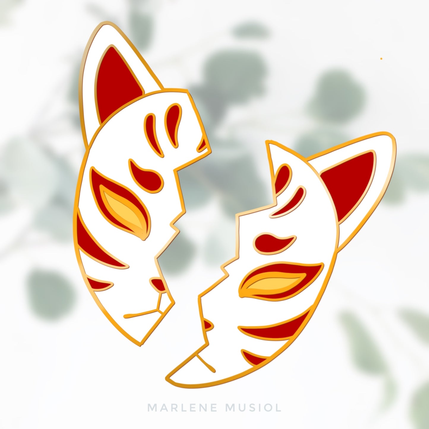 Pin-Set "Kitsune Mask" - Rot
