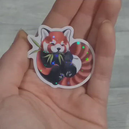 Sticker "Roter Panda" mit holographischem Effekt