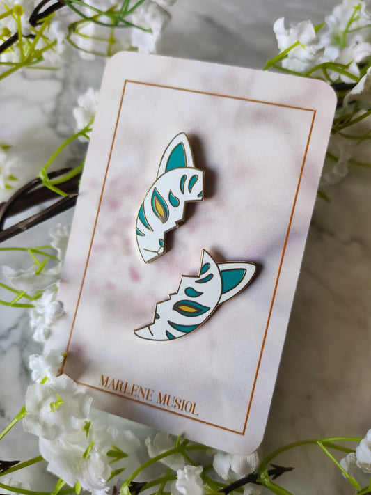 Pin-Set "Kitsune Mask" - Petrol