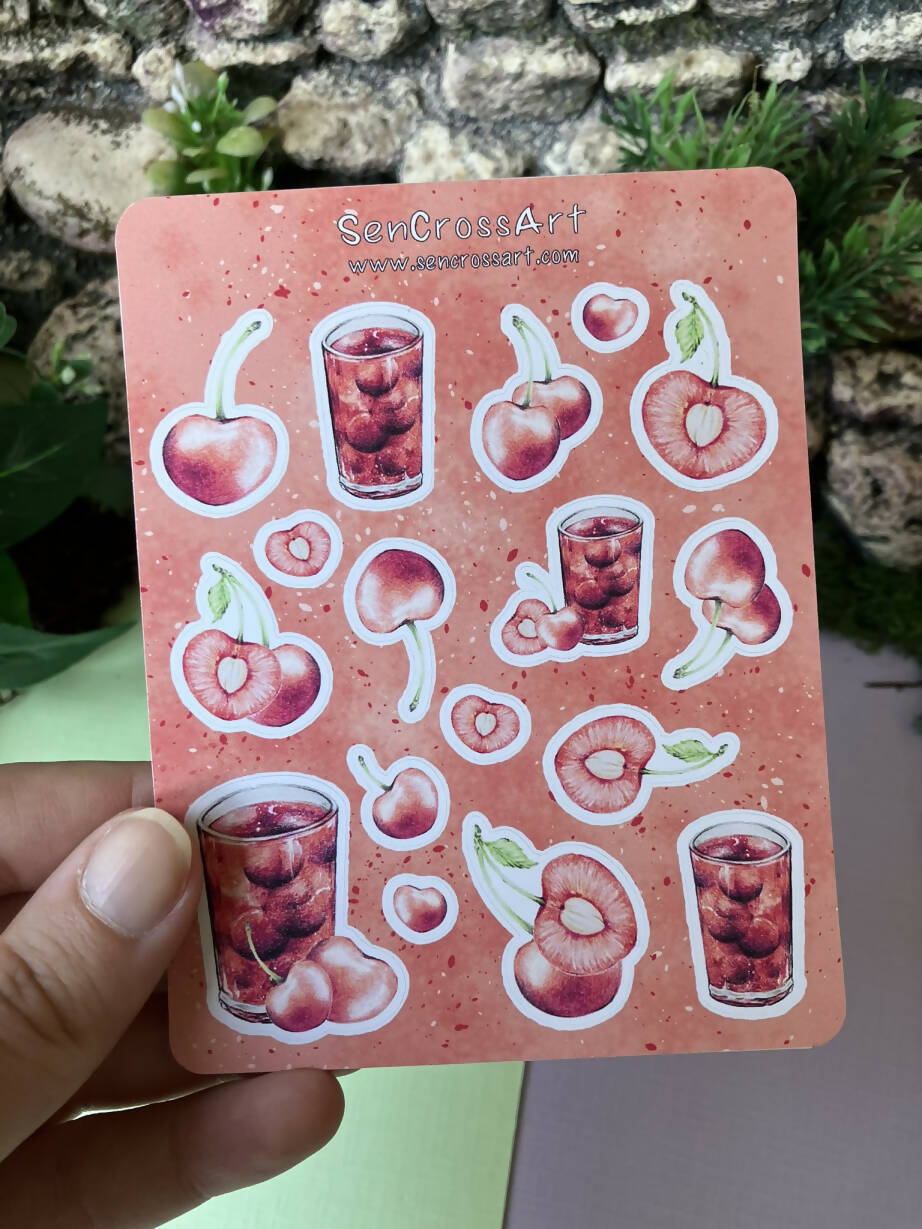 Cherry Kiss Cut Sticker Sheet