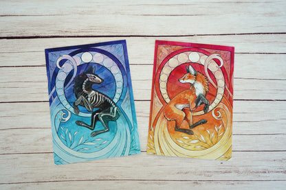 Postkarten " Vulpes Luna & Sol"