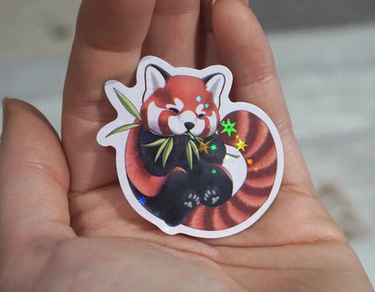Sticker "Red Panda" with holographic effect