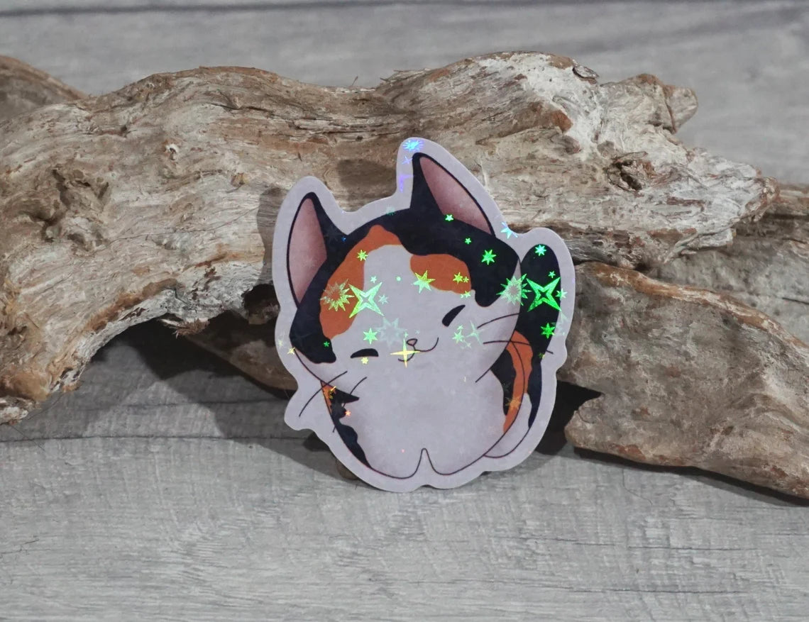 Sticker "Lucky Cat" with holographic effect